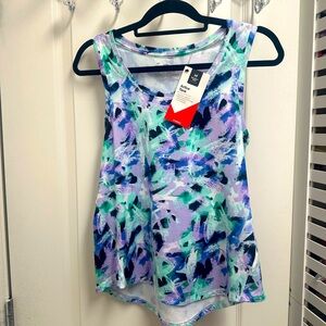 NWT Women's Abstract Tank Top Shirt SZ XS Purple Black Green